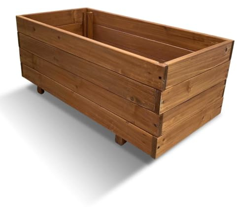 IvoQ Jardinière en bois 80 x 40 x 32 cm – Bois d'épinette massif FSC – Jardinière résistante aux intempéries avec drainage et sac non tissé – Jardinière durable pour jardin, balcon et terrasse