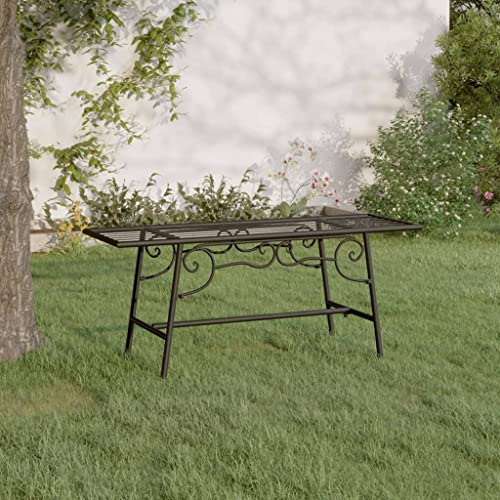 Bucmath Baumbank 110 cm Schwarz Stahl, Robuste Metall Gartenbank Rund, Witterungsbeständige Outdoor Sitzbank für Terrasse, Hof, Park, Langlebig