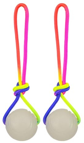 2er-Pack Im Dunkeln Leuchtende Hundebälle Mit Seil – Federndes Kauspielzeug Aus Für Kleine, Mittlere Und Große Hunde | Interaktives Zerr- Und Apportierspielzeug Zum Zahnen Undd Zur Geistigen Sti