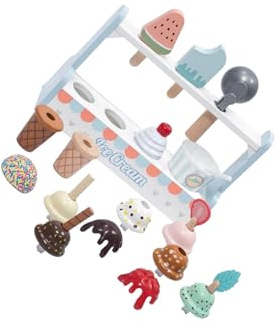 mophrati Juego de rol de Helado para Madera 23 Piezas con Colores Brillantes y excelente Mano Obra para Que los niños disfruten Haciendo Helados. Desarrolla Habilidades sociales y Aprendizaje.