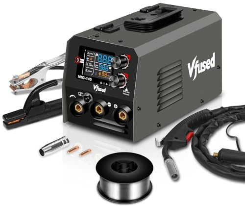 Vfused Fülldraht Schweißgerät 140A 3 in 1 ohne Gas | Autoreparatur, Zaunbau, Heimwerken, MMA WIG, IGBT Inverter, 220V, Synergic, Anfänger 3.65kg Tragbar