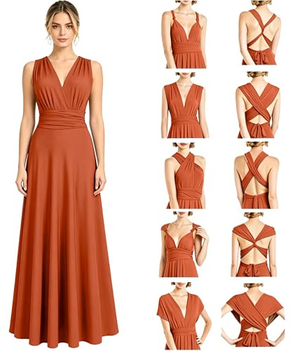 Neteson Robe de Soirée Femme Convertible Robe Demoiselle d'honneur Cocktail | Longue Dos Nu Multi-Way Robe Mariage Invitée Fête de Bal Aniversaire