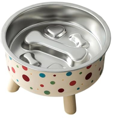 Bol Chien Alimentation Lente, surélevé, Base antidérapante | Mangeoire lente surélevée en acier inoxydable, style tapis à lécher, anti-avalement, base antidérapante, bol amovible