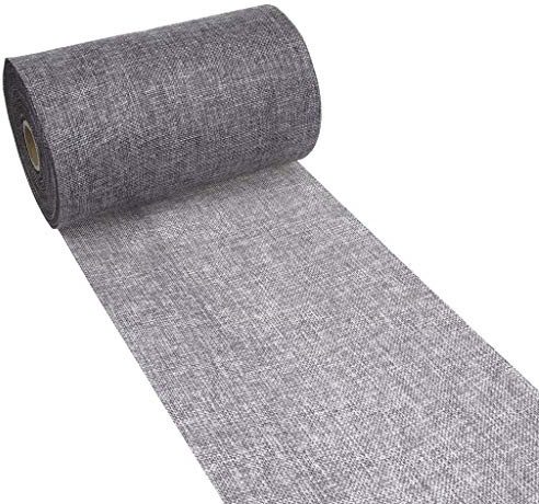 DEKO AS Shabby Chic Leinenoptik Tischläufer, Polyester geruchsneutral, Dunkelgrau, 20 cm x 25 m
