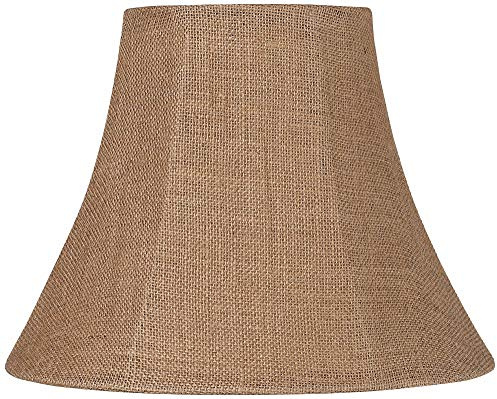 Natural Burlap Large Bell Lamp Shade 7 Top x 14 Bottom x 10.5 High (Spider) Replacement with Harp and Finial - Springcrest