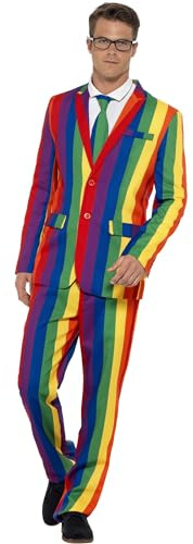 Smiffy's 27560L - Over The Rainbow Anzug mehrfarbige mit Jacke Hosen und Krawatte
