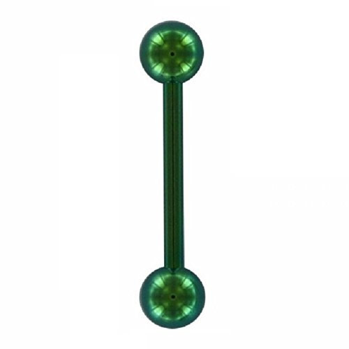 eeddoo Piercing Stab Barbell Grün Titan Stärke: 1,6 mm Länge: 10 mm 4 mm