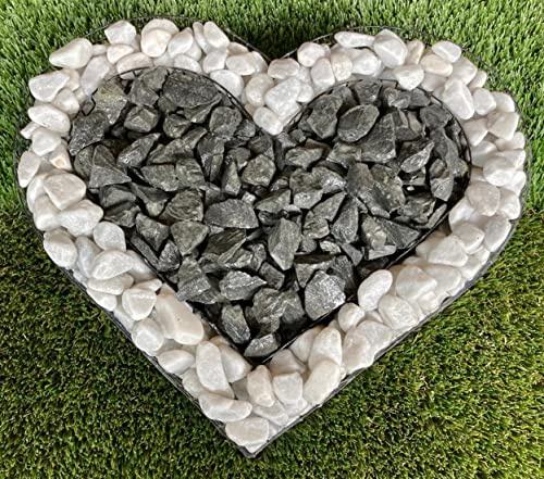 Gartenwelt Riegelsberger, reticolato a forma di cuore con piccoli ciottoli di Carrara e basalto per decorazione tombale di Ognissanti, decorazione per vasi, decorazione per cimitero