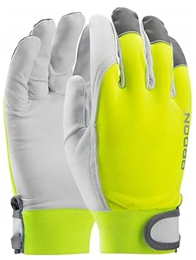 3Kamido Professionelle Arbeitshandschuhe REFLEX HI - VIS, aus sehr weich genarbtem Ziegenleder, Signalfarbe, FLUO, fluoreszierend mit reflektierenden Elementen, erhöhte Sichtbarkeit (10 Paar, 10 XL)