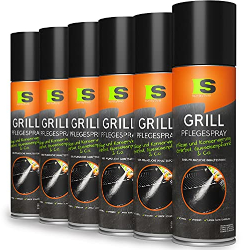 Spraytive 6 x 500 ml spray per barbecue – Detergente per barbecue – cura e conserva le griglie, padelle (acciaio inossidabile, ghisa) & Co. – Spray antiaderente, non stick per barbecue Weber Grills,