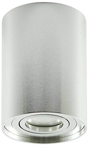 Foco LED empotrable, plateado, redondo, 7 W, GU10, 230 V, foco de techo de 125 x 96 mm, orientable como lámpara empotrada o empotrable, foco de techo empotrable