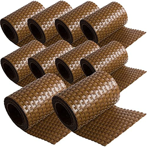 10 x Poly-Rattan Sichtschutzstreifen für Doppelstabzaun Doppelstab Matten Flechtzaun 19|255 cm Hellbraun
