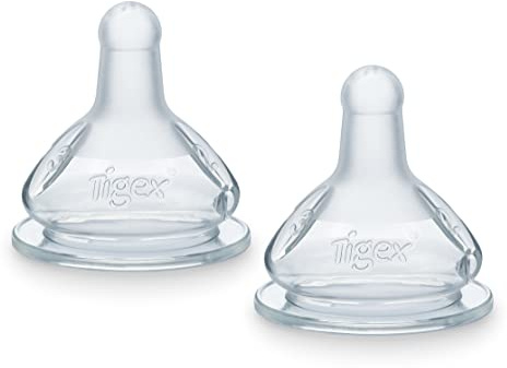 Tigex Runde Silikon Schnuller | 3 Geschwindigkeiten | Anti-Colic | +6 Monate | 2 Stück