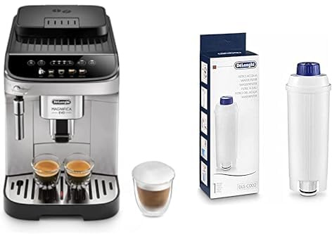 De'Longhi Magnifica Evo, Machine à Café et Cappucino avec Broyeur à Grains, ECAM292.33.SB, Argent [Exclusif Amazon] & DLSC002 Filtre à eau