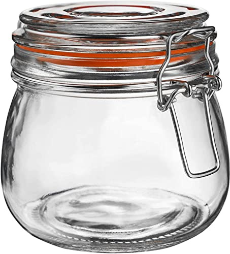 Hovico 25 oz Glass Jars With Airtight Lids And Leak Proof Rubber Gasket,Wide Mouth Mason Jars With Hinged Lids For Kitchen Canisters 750ml, Glass Storage Containers