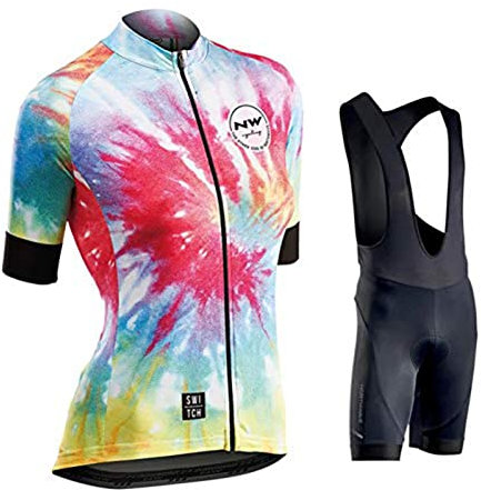 KAISUN Fahrradtrikot Set Damen Kurzarm, Sommer Profi Radtrikot mit 9D-Gel-Trägerhose, Atmungsaktiv Rennrad MTB-Jacken (Color : TYP-1, Size : XS)