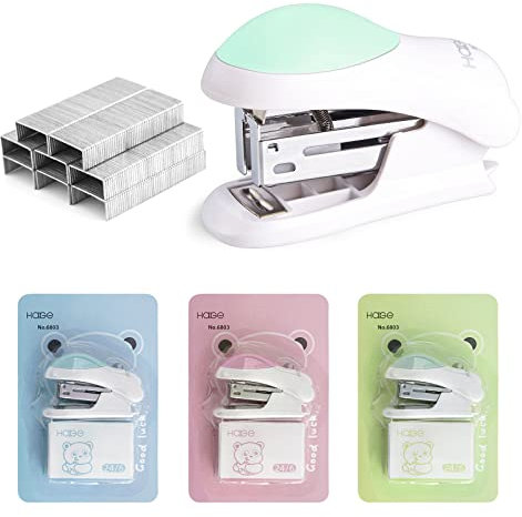 ASTARON Mini Effortless Desktop Staplers with 400 Standard 26/6 Staples, 2-24 Sheet Capacity, Includes Built-in Staple Remover, Cute Stapler Gift for Student and Office Use, 3 Colors Options