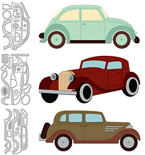 GLOBLELAND Retro Combination Classic Cars Cutting Dies Metal Vintage Cars Vehicle Die Cuts Cutting Dies Template for Paper Card Making Decoration DIY Scrapbooking Album Craft Decor