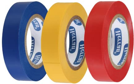 Bossram Nastro isolante elettricista 15mmx10m 3 pezzi Rosso Blu Giallo