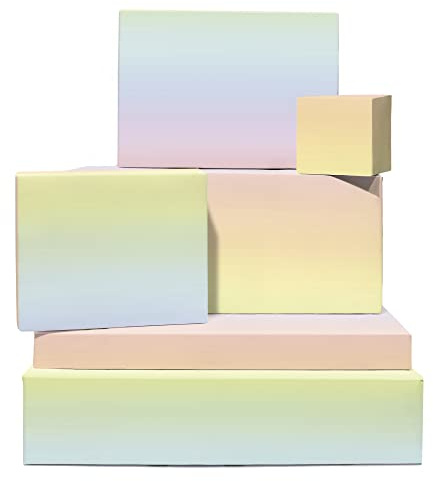 Central 23 - Papel de regalo en colores pastel, arcoíris degradado, 6 hojas de papel de regalo para ella, reciclable, para cumpleaños, baby shower, aniversario