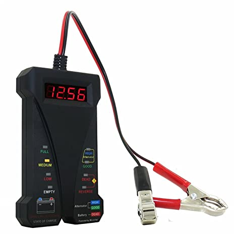 LAZIRO Batterieprüfgerät 12V Smart LED Digital-Voltmeter-Generator-Analysator for Autos for 30 AMP-Batterieklemmen Reverse-Hookup-Schutz