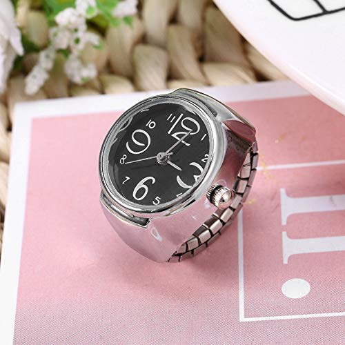 Ringuhr, Fingerringuhr, Ringuhr für Herren, Fingeruhr, Modeschmuck, Damen, Mädchen, Stahl, rund, passend für die meisten Frauen und Männer (1#)