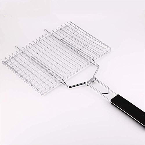 RWRAPS BBQ-Grill, Barbecue-Grillkorb, großer Grillfisch-Clip, tragbare Schiene, Toastnetz, Barbecue, quadratischer Grill
