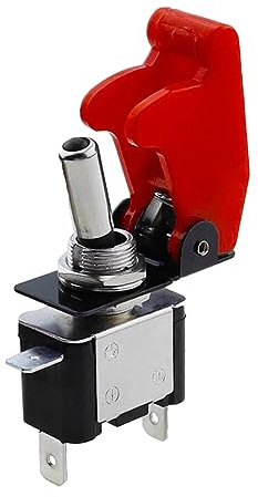 CGEAMDY Auto Kippschalter, Ein/Aus Metall Auto Wippschalter, 2-Pin Rocker Toggle Switch Mit Wasserdicht Schutzkappe, Metall-Kippschalter Zum Auto KFZ LKW Boot (Rot)