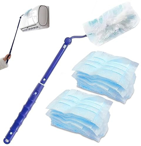 Imán de polvo flash, plumeros esponjosos, 20 plumeros desechables con asas extensibles, plumeros de repuesto para limpieza de muebles de mesa