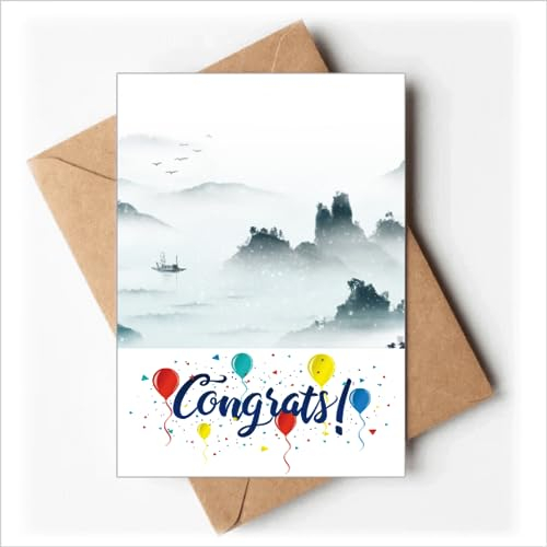 Landschaft Farbe Chinesischen Stil Aquarell Hochzeit Karten Glückwünsche Gruß Umschläge