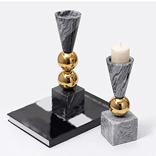 HEXEH Kerzenhalterhalter Marmor Kerzenhalter Wohnzimmer Esstisch Lampe Luxus-Raumdekoration Einfache Moderne Dekoration Edelstahlkugel Kandelaber