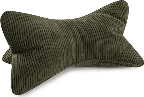 MAGMA Leseknochen INGA, Cord Look, Farbe grün, 42cm x 22cm, ergonomische Form für Nacken- oder Lendenstütze, Flexible Stütze für Bücher, E-Books oder Tablets