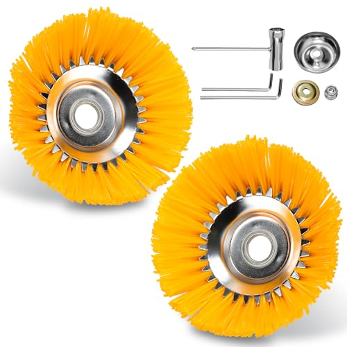 Randaco 2×Unkrautbürste, 200 mm x 25,4 mm, Nylon-Borsten, Wildkrautbürste für Rasentrimmer, Motorsense, Freischneider gegen Unkraut, Moos, Verunreinigungen,Wildkrautbürste für Gärten, Rasen usw