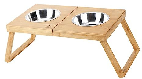 Sosoport Stainless Steel Dual-bowl Holder Portable Pet Feeding Bowl for Puppies Dogs Smooth Surface for Easy Cleaning