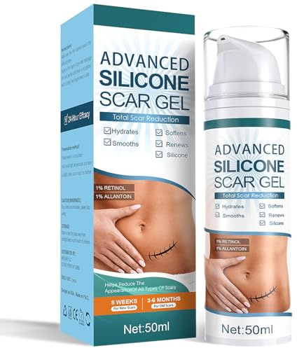 Mitgary Advanced Scar Gel, silikonskal, behandlar gamla och nya scars, minskar utseendet på scars från, kropp, ansikte, stretchmärken, kirurgisk skjul, keloids, akne, bränner och mer, 50 g (1,76 uns)