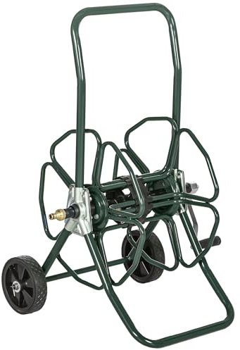 Outsunny Avvolgitubo su ruote, 30 m di tubo Ø16 mm, carrello avvolgitubo, avvolgitubo, impugnatura antiscivolo, metallo, verde