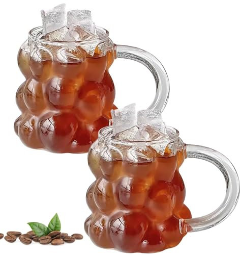 Aipeeo Tasse Latte Macchiato,Lot de 2 Verre Café Glacé de 350 ml, Tasses à Espresso en Verre Transparent,Verres à Bulles Tasses à Expresso Verre Cafe,Convient pour les Lattes,jus de Fruits et Bières