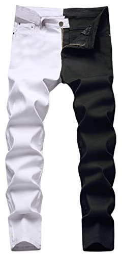 Herren-Hose aus Baumwolle, hochwertig, schmale Passform, athletische Fitness-Hose, modisch, Lifestyle, Streetwear, Stretch, Skinny-Hose, leicht, Lounge-Hose, Freizeithose, weiß, 42