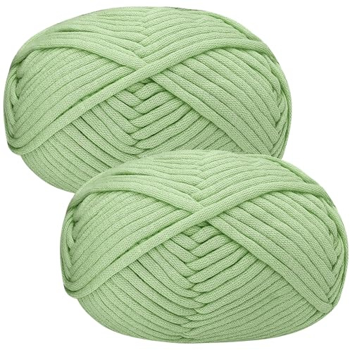 Renyiz Tjockt garn för virkning, 2 x 50 g mjuk tjock ull för nybörjare och amigurumi-projekt enkel virkning startsats salviagrönt garn