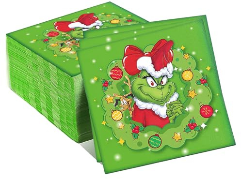 Servietten Weihnachten, 20 Stück Weihnachtsservietten 2 Lagen Einwegservietten Weihnachtsgeschirr Dekoration Geeignet für Das Weihnachtsessen