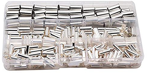 Yurhuit 240 StüCke Draht Kupfer Crimp Fitting Aderend HüLsen, AWG 4,6,8,10 Nicht Isoliertes Kabel GehäUse Aderend HüLsen Pin Kabel Ende Terminal Satz