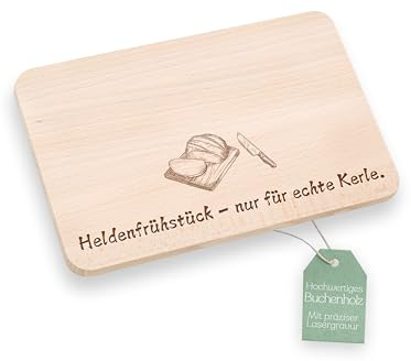 ABENTEUERNAH Geschenk Mann, Frühstücksbrett Personalisiert, Brotzeitbrett mit Gravur, Geburtstagsgeschenk Mann, Vesperbrett, Abenteuernah (Heldenfrühstück)