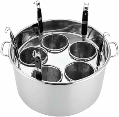 FLTRGO Pentola per zuppa Multifunzionale con colino, utensile per Cucinare la Pasta con cestelli per colino, pentole per Pasta in Acciaio Inox, pentola per cuocere la Pasta con cestello per colino~/