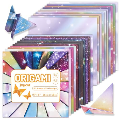 JoyCat Dreamy Fantasy Origami Paper - 50 Sheets 6x6 Inch - Double Sided Ethereal Patterns for Magic & Mythical Crafts