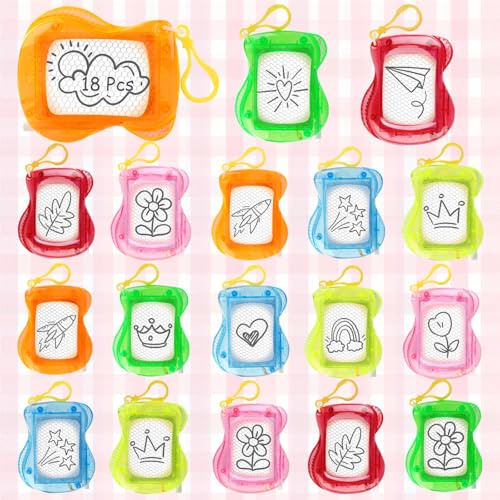Mini pizarra mágica, 18 unidades, mini pizarra mágica magnética para niños, pizarra magnética para fiestas, regalos de cumpleaños infantiles, mini pizarra para pintar con llavero, relleno de bolsa de