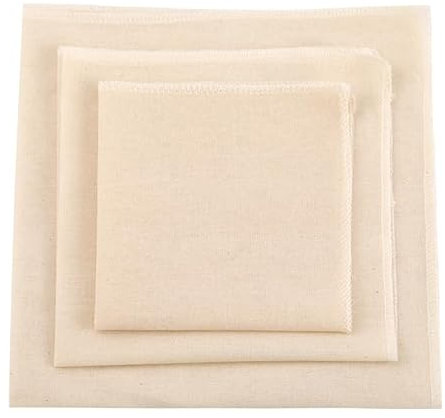 Juego de 9 Tela Filtrante Reutilizable, Cheese Cloth, Colador Tela Cocina Premium (40x40/50x50/60x60cm), Algodón, Ideal Colador de Téla para Queso, Lácteos y Bebidas
