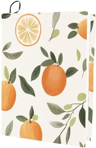 CRASPIRE Copertina Elastica per Libri da 15.8 x 9.8 Pollice in Poliestere Elasticizzata Lavabile Riutilizzabile con Foglie D'Arancia Decorativa Grande Protettiva per Quaderni con Copertina Rigida