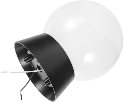 BAZEITFLOW LED Garden Yard Light E27 Black Stainless Steel Wall Lamp | Acrylic Shade, 220v Input, 80lm Output, Simple round Globe Design for Outdoor Mounting