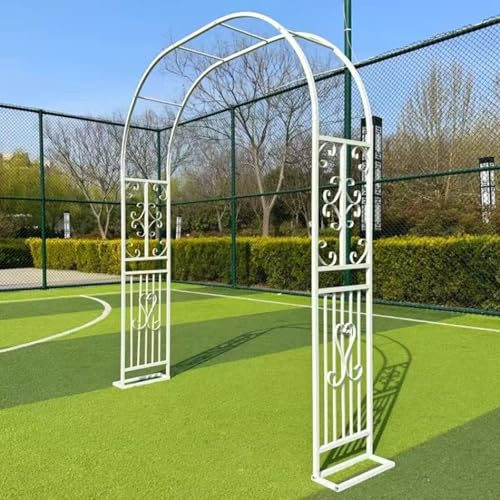 Robusta pergola in ferro battuto per piante rampicanti in stile europeo da giardino, traliccio per cerimonia nuziale, decorazione bianca, 1,4 x 2,3 m, arco da esterno