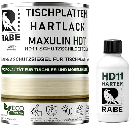 RABE 2K Hartlack Matt MAXULIN HD11 für Tischplatten Thekenlack 2 Komponenten Holzlack Klarlack farblos Möbel Lack Eiche uvm (1, Transparent, 550ml.)